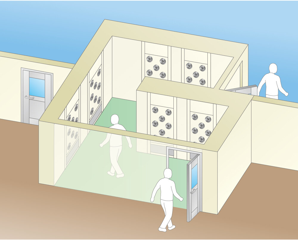 大人数のクリーンルーム入室に<br>－ウォーキングエアシャワー