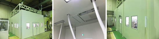 粉砕、微粉化加工作業場の異物混入対策に<br>クリーンブースを設計施工－床・空調もトータル施工！
